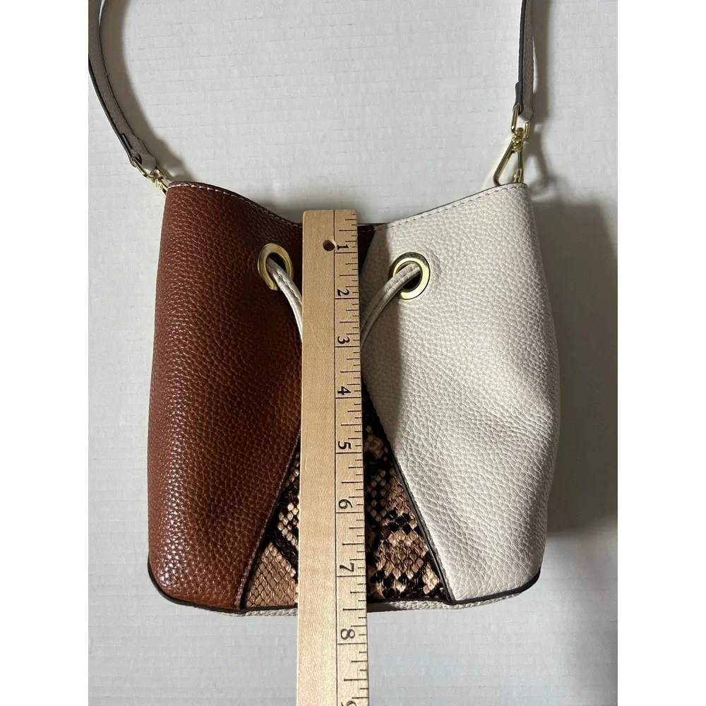 STEVE MADDEN Bucket Cognac Reptile Snake‎ Pattern Purse Handbag